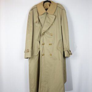 Vtg Burberrys Wool & Nova Check Lined Double Breasted Trench Coat w/ Belt, Sz XL